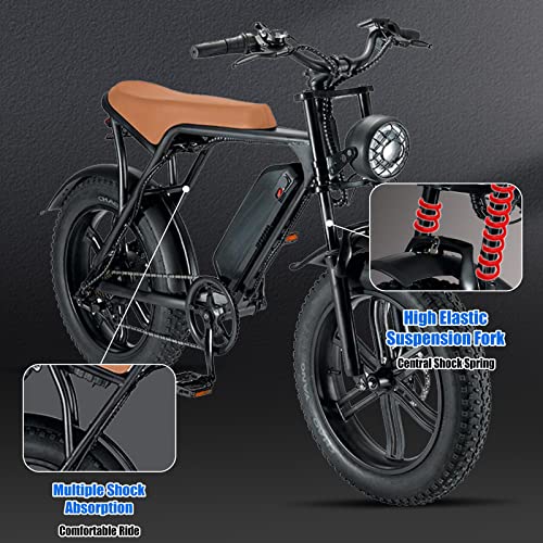 20" Fat Tire 48V 15Ah Removable Battery Electric Bicycle 750W 30MPH Shimano 7 Speed T282