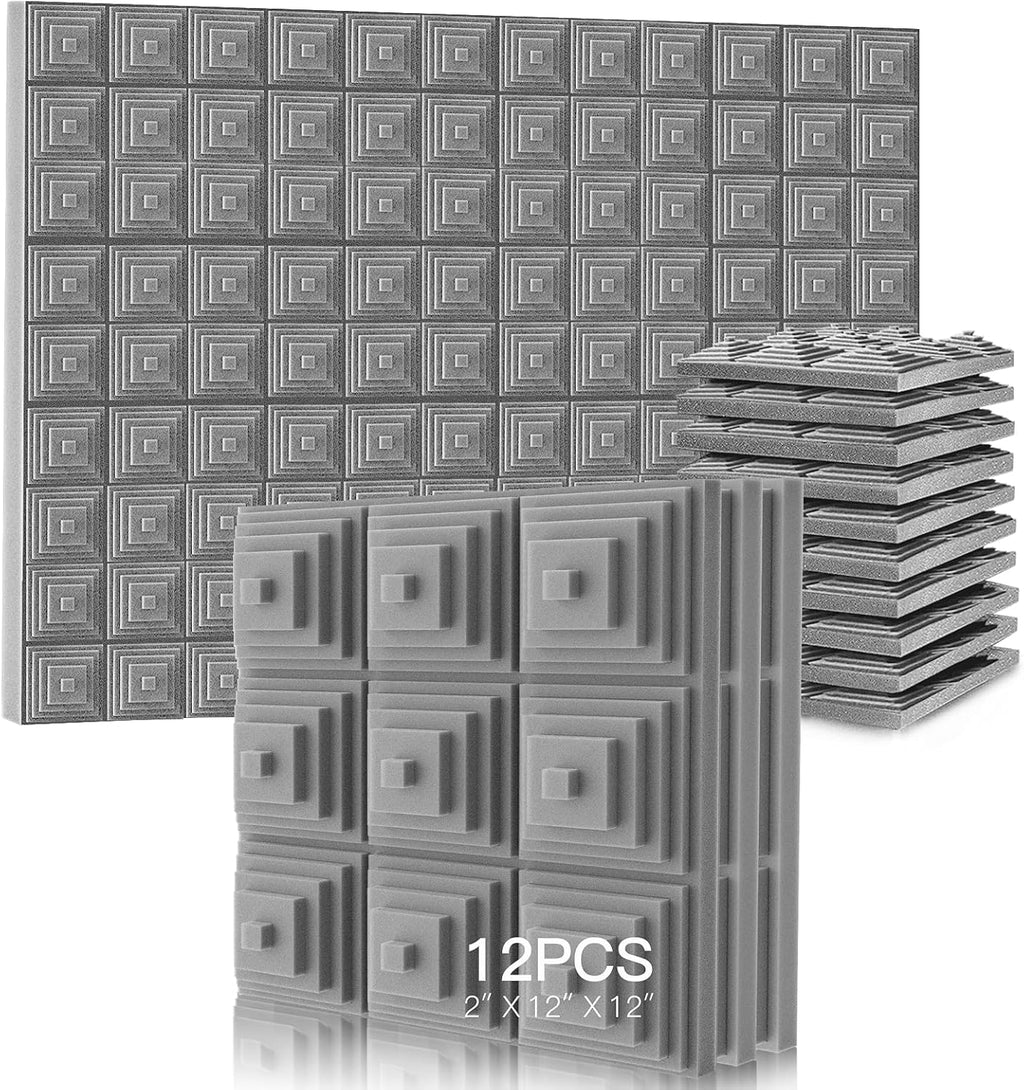24 Pack Acoustic Foam Panels 2" x 12" x 12" V8127