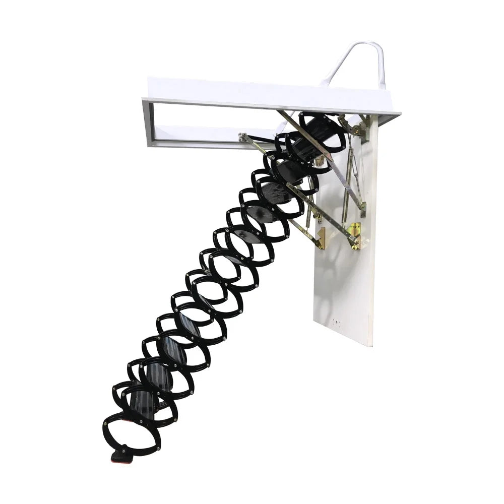 Black 13 Steps Ceiling Mounted Telescopic Loft Ladder U8451