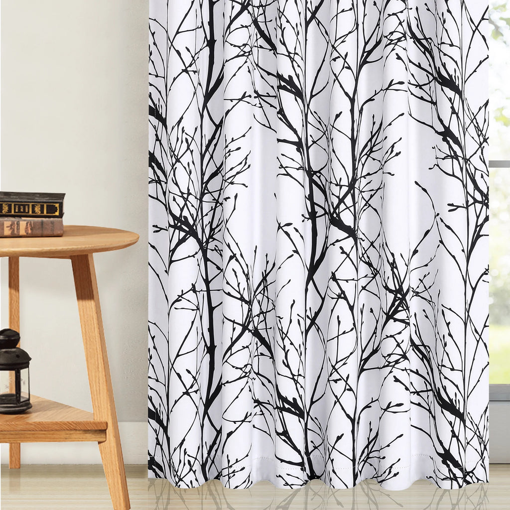 Blackout Window Curtain Panels Black White Thermal Insulated Drapes, Back Tab, 52"x 84"x 2 L3545