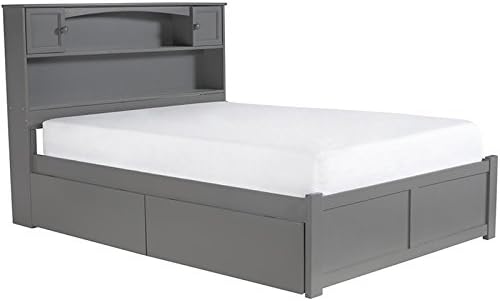 Gray Solid Wood Full Bed with Bookcase Storage X637