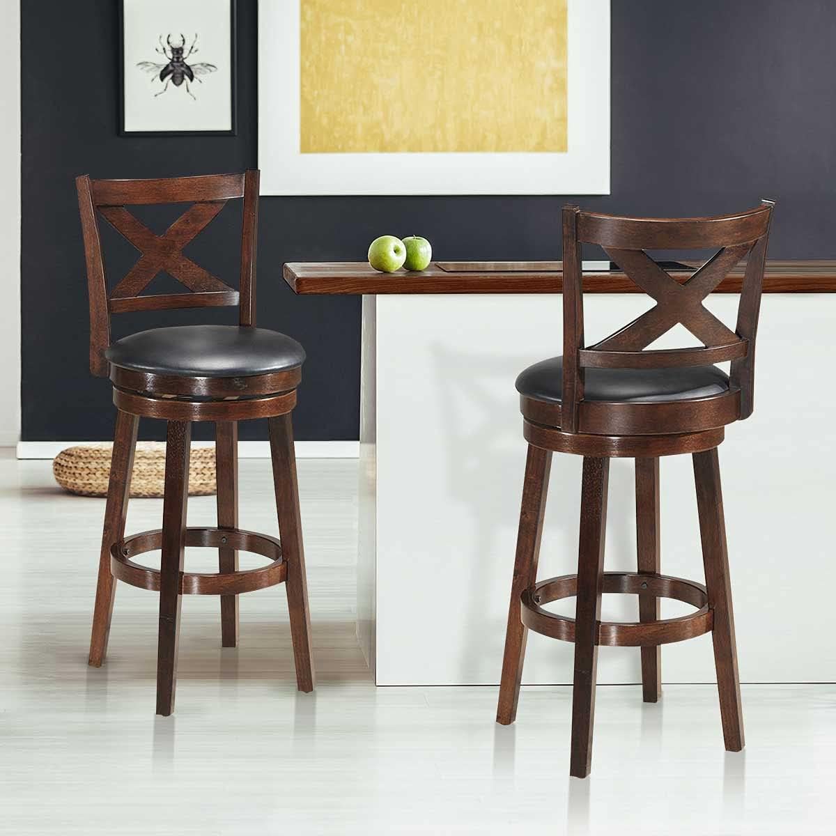 Cappuccino Swivel Bar Stool Set of 2 O12324