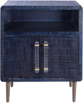 Indigo Square Lacquer Side Table with Shelf and Cabinet P808