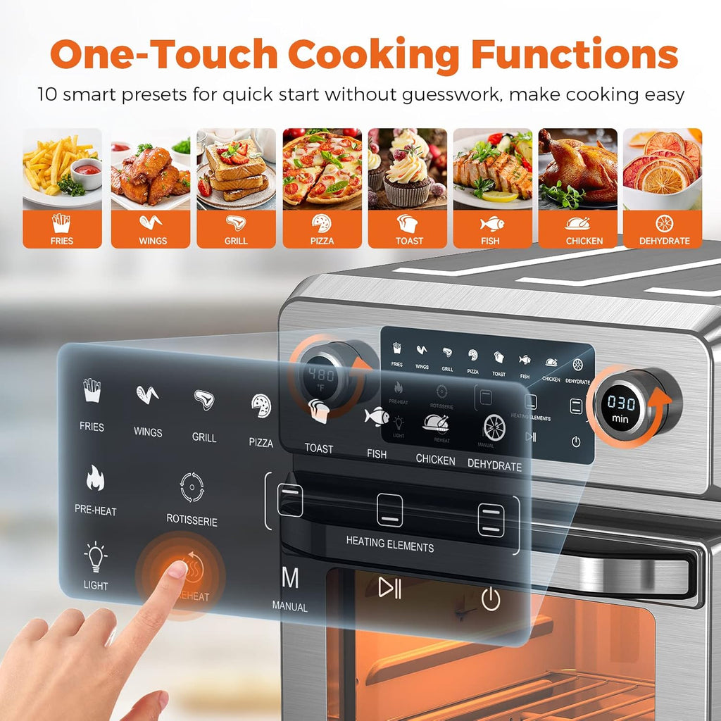 16-Quart 10-in-1 Air Fryer Toaster Oven Combo with Rotisserie Q98622