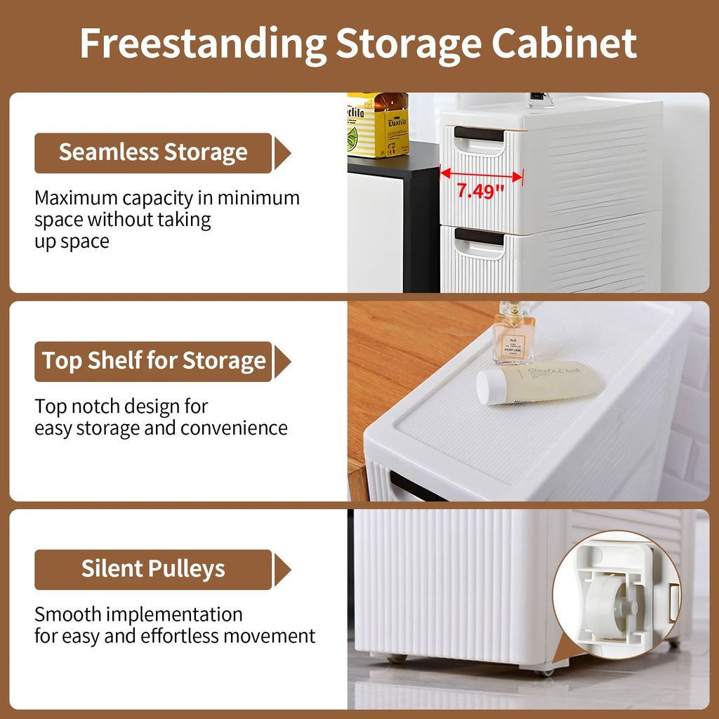 5-Tier White PP Storage Cabinet with Drawers O715