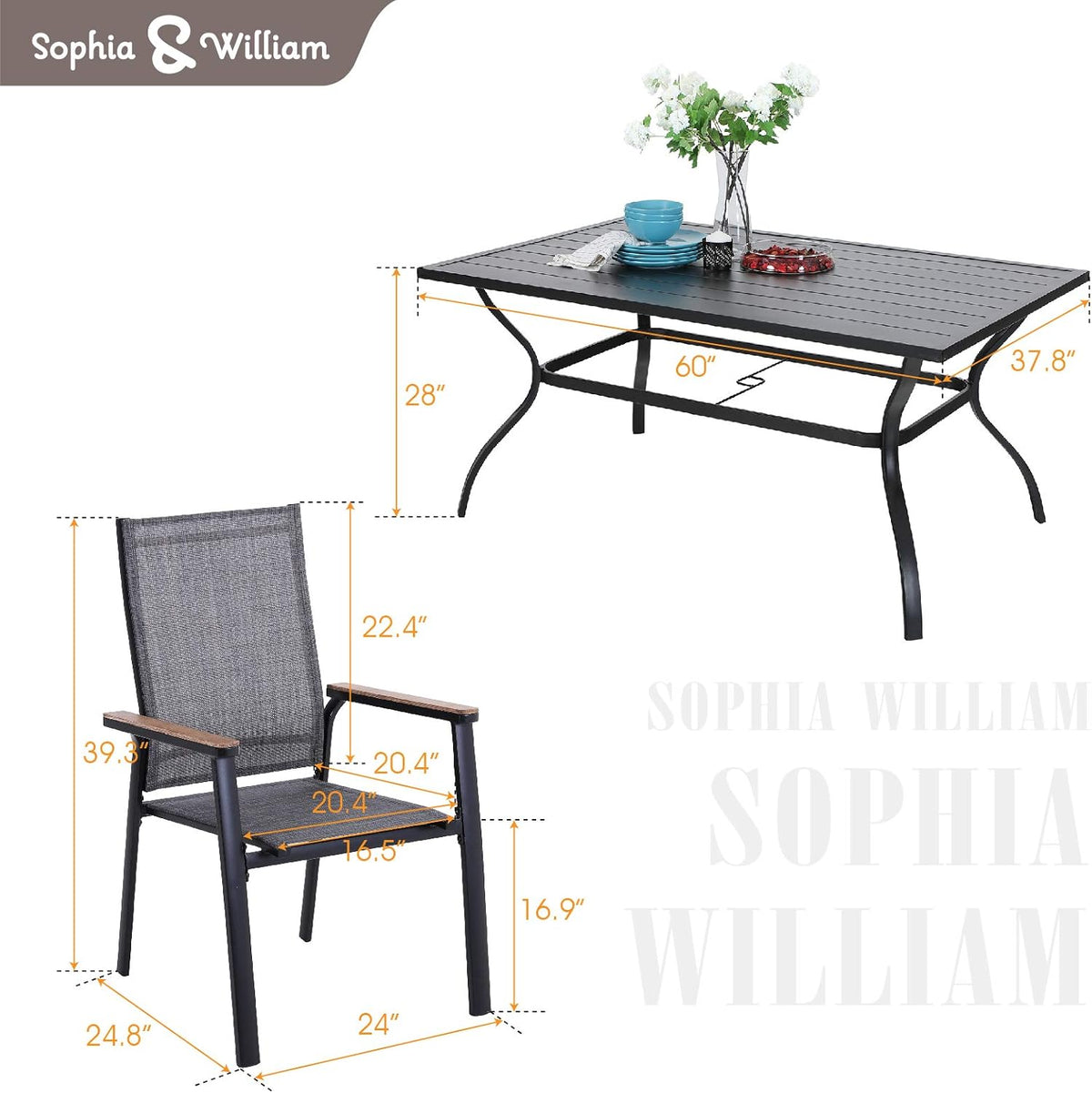 7 Piece Aluminium Patio Dining Set with Stackable Chairs K11609