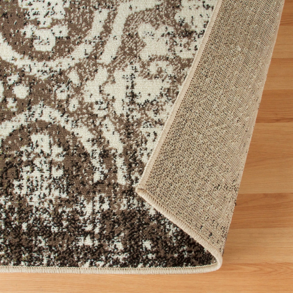 Beige-Brown Floral Medallion Area Rug, 8' x 10' I3308