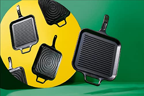 12 Inch Seasoned Cast Iron Grill Pan with Loop Handles T881853