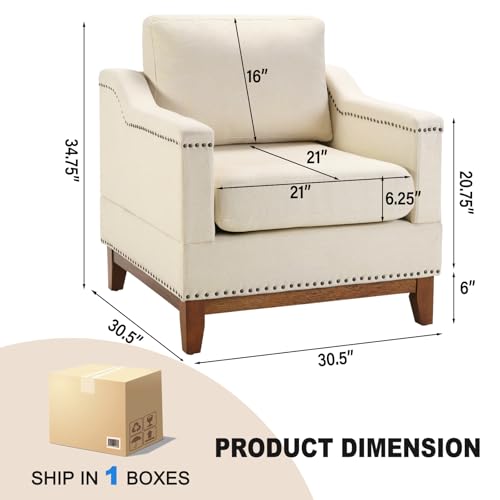 Beige 3-Seater Upholstered Sofa with Nailhead Trim E141779