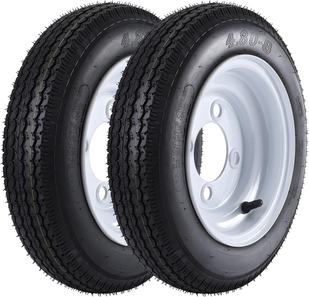 4.80-8 Trailer Tires with 8'' Rims, 4 Lug on 4'', Load Range C, 6PR A1589