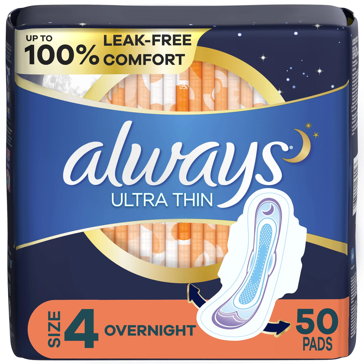 Ultra Thin Overnight Pads with Wings, Size 4, 36 Count M1704