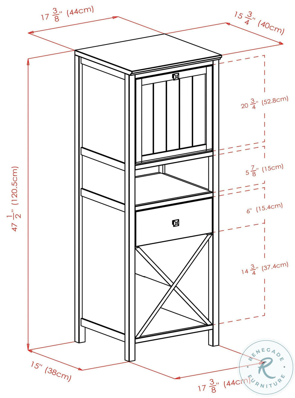 Walnut Brown 4-Section Cabinet T115