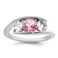 Sterling Silver Rhodium-plated White and Pink Swarovski Topaz Journey Ring E59050
