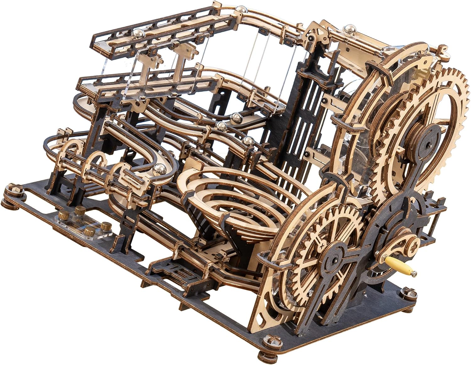 3D Wooden Puzzles Marble Run Chain Model Mechanical Building Kit (Night City) Pack of 2 C757