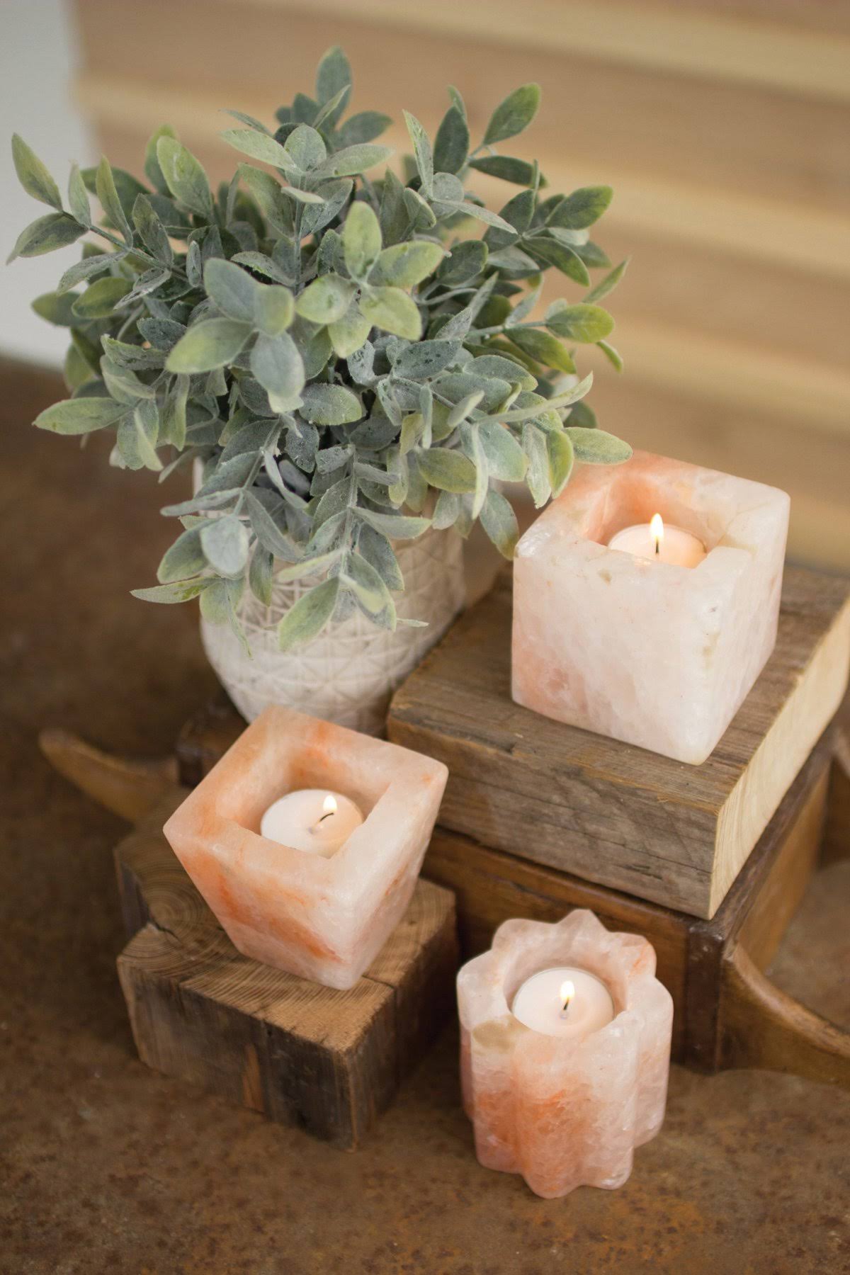 Himalayan Salt Tea Light Holders, Set of 3 M344