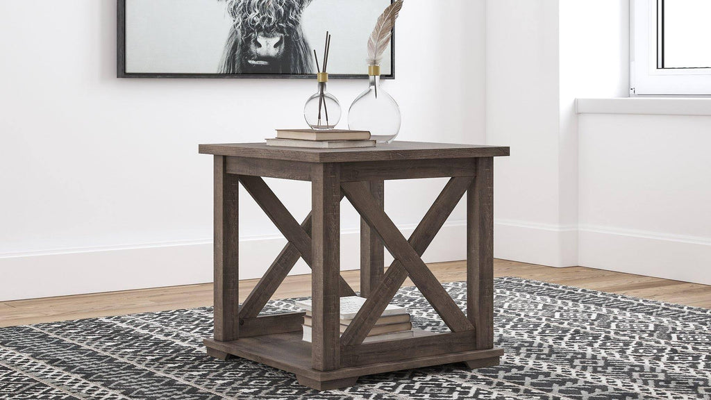 Gray Square End Table F952