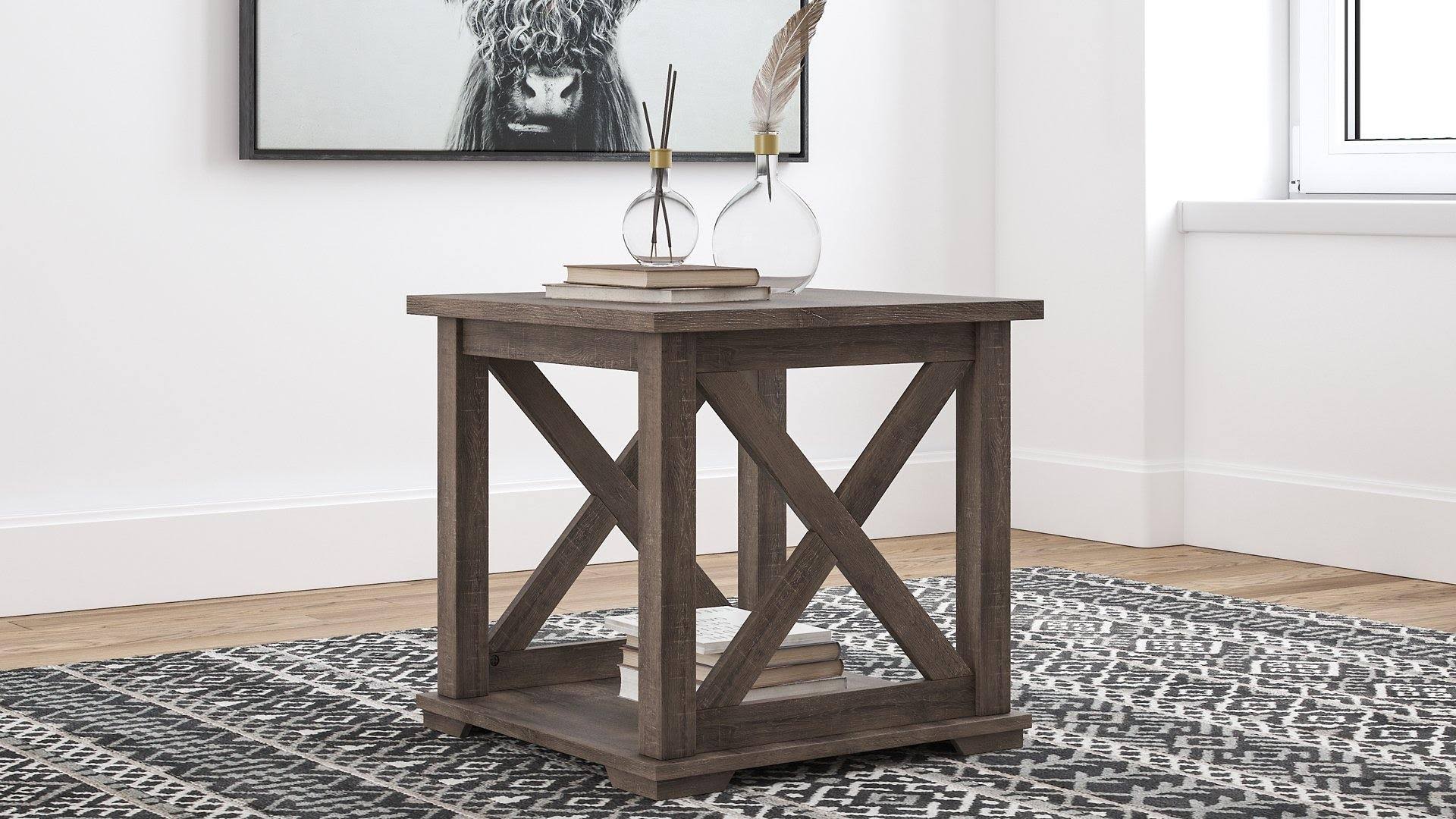 Gray Square End Table F952