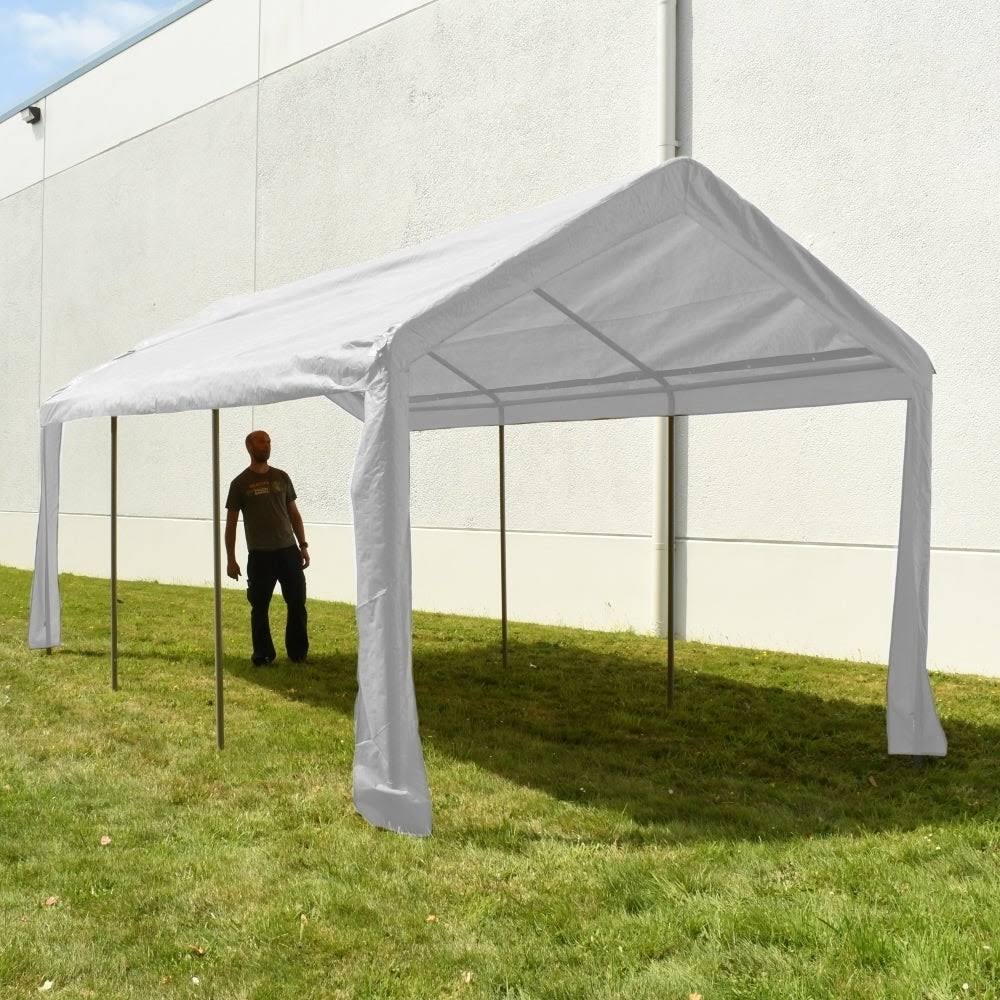 Heavy Duty Outdoor Canopy Carport Tent 10 x 20 ft White D863589