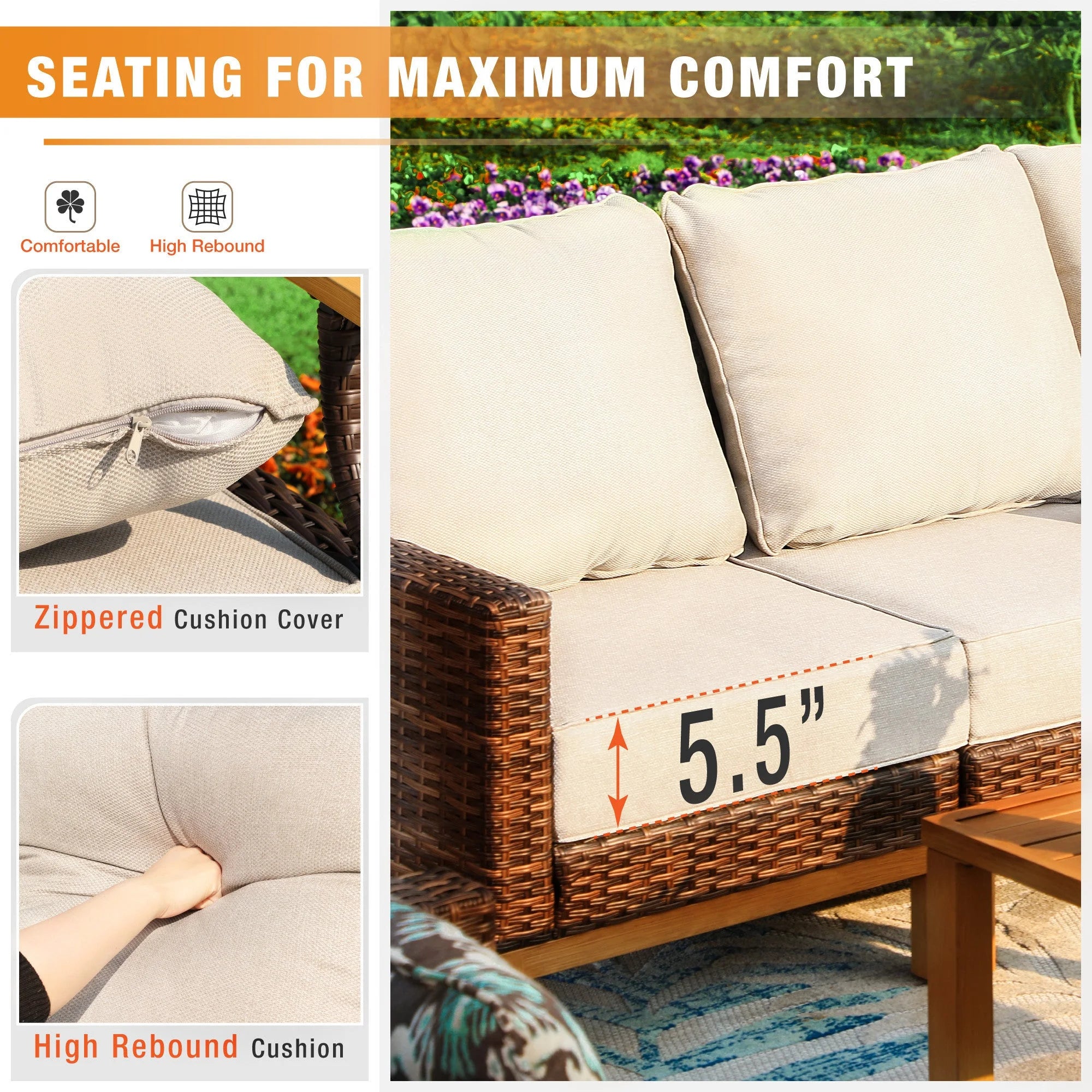 9 Piece Wicker Patio Conversation Sofa Set W285395