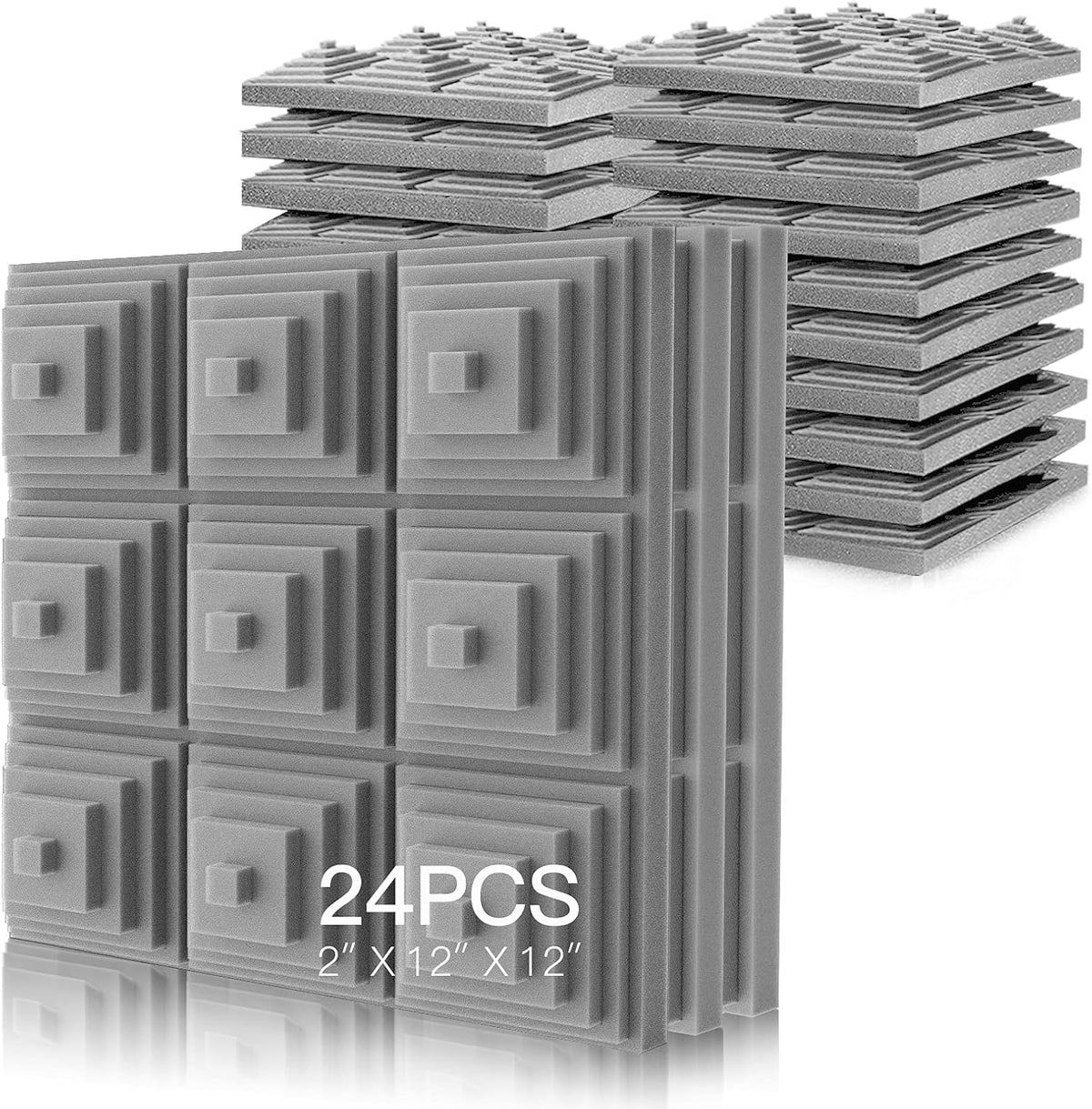 24 Pack Acoustic Foam Panels 2" x 12" x 12" V8127