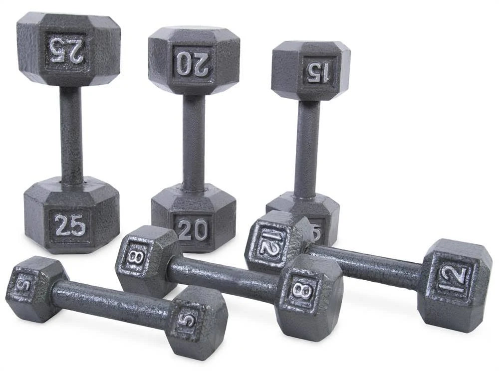 Grey Solid Hex Dumbbell 65 lbs V632