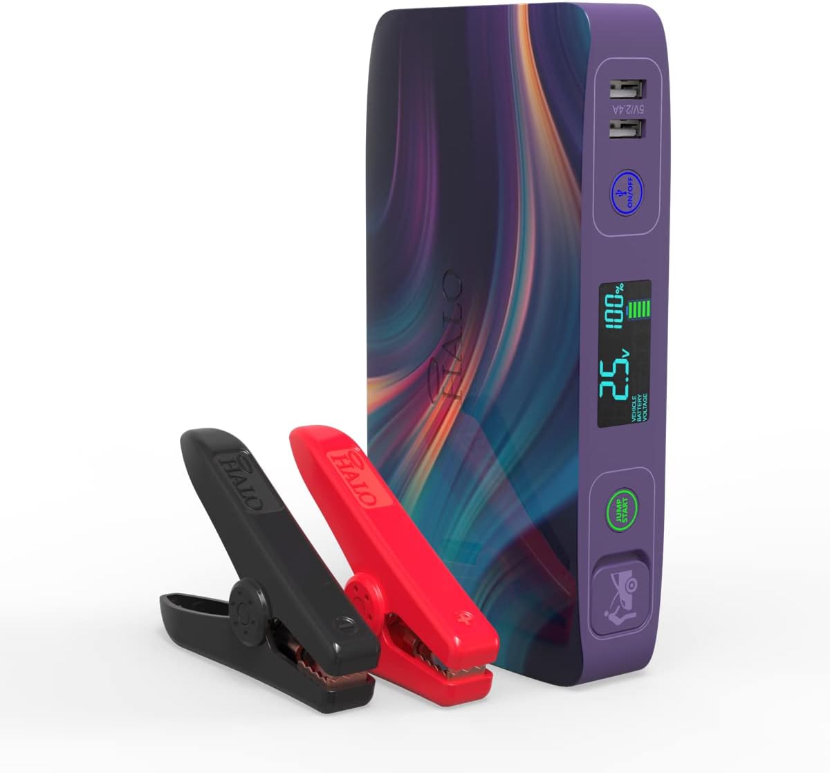 Portable Phone Laptop Charger Car Jump Starter with Outlet, LCD Display, Flood Light and Car Charger A12595