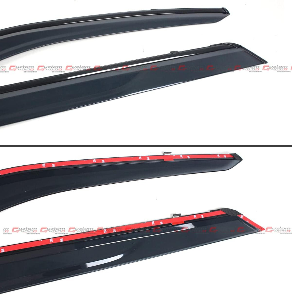Black Trim Clip-on Window Visor Rain Guard Deflector Pack of 2 T546094