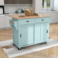 Black Rolling Kitchen Island with Drawers and Storage Cabinet V214415