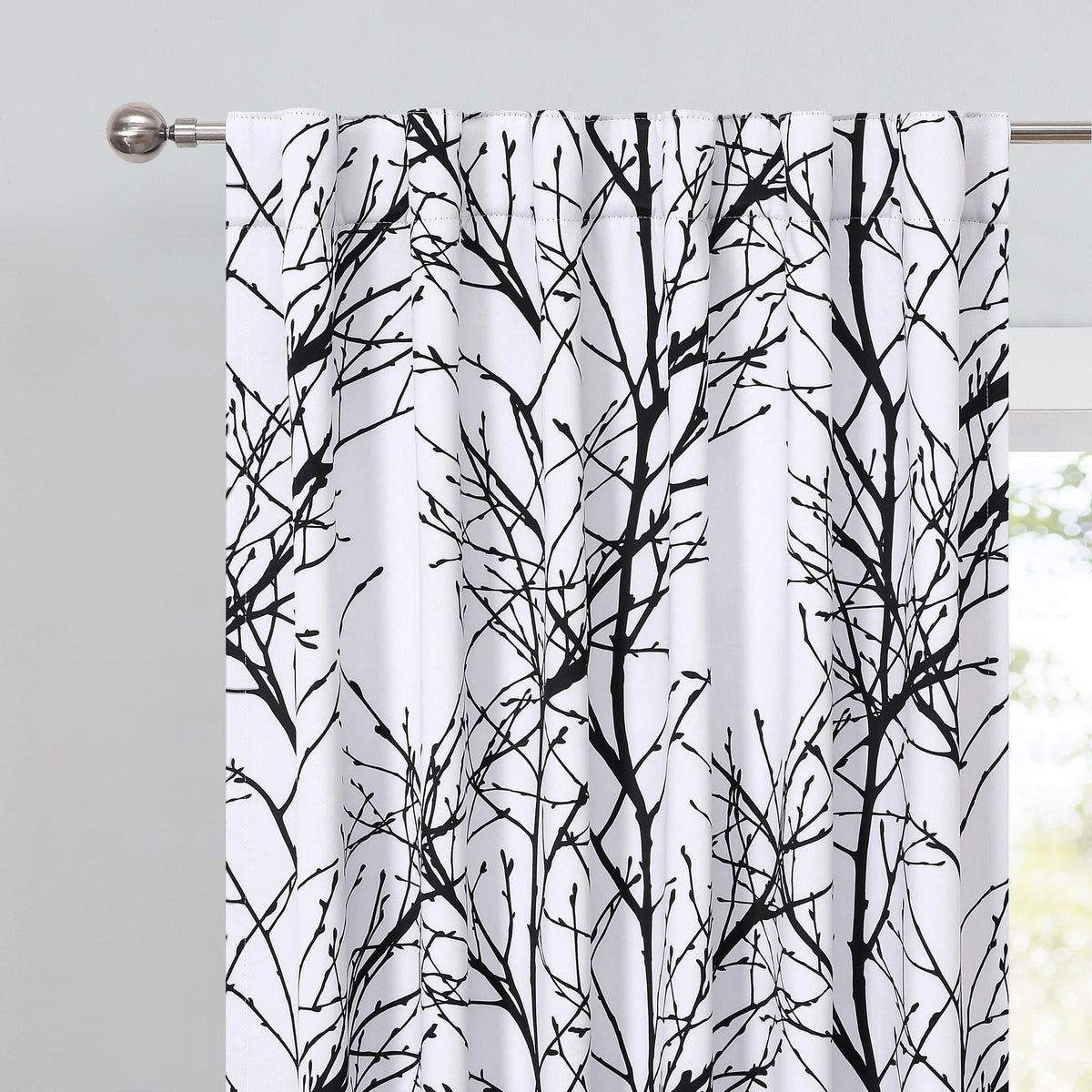 Blackout Window Curtain Panels Black White Thermal Insulated Drapes, Back Tab, 52"x 84"x 2 L3545