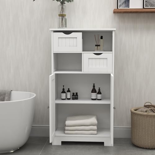 White 2 Door 1 Drawer Free-Standing Bathroom Floor Cabinet K465