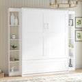 White Murphy Bed with Wardrobe, 2 Side Cabinet F6306