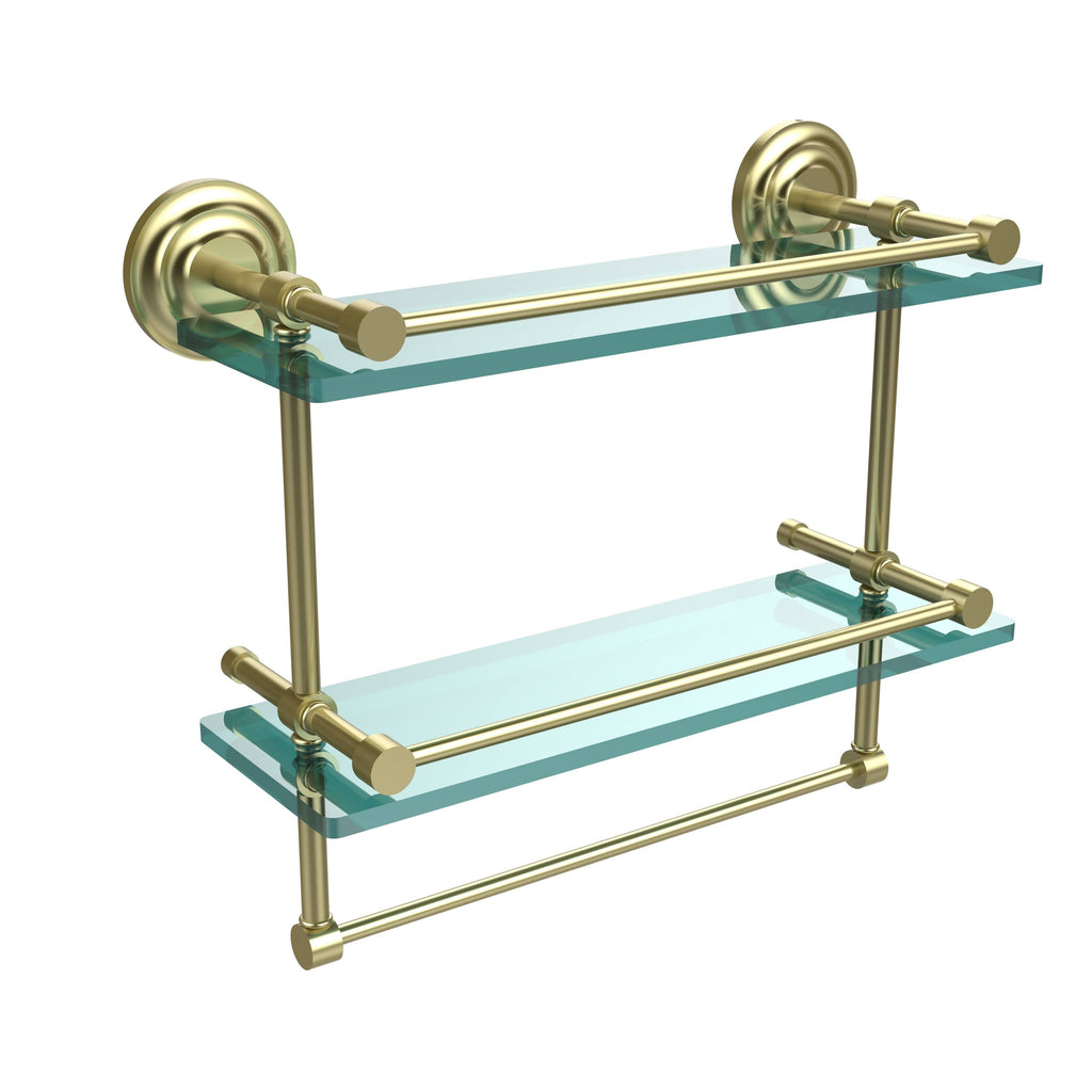 Double Glass Shelf with Towel Bar Satin Brass B5770