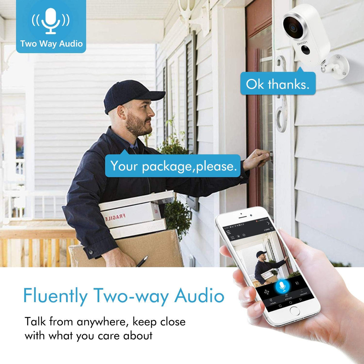Outdoor Solar Security Camera Wireless 1080P Rechargeable Battery Powered WiFi Camera 2 Way Audio HD Video Wirefree IP Camera Motion Alarm Home Surveillance Camera System U194606