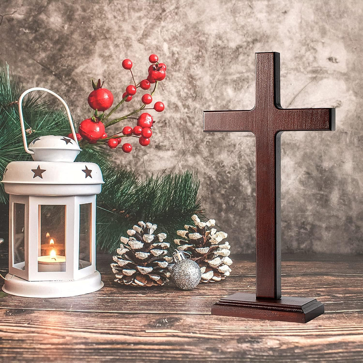 12.5 Inch Wooden Wall Cross J842780
