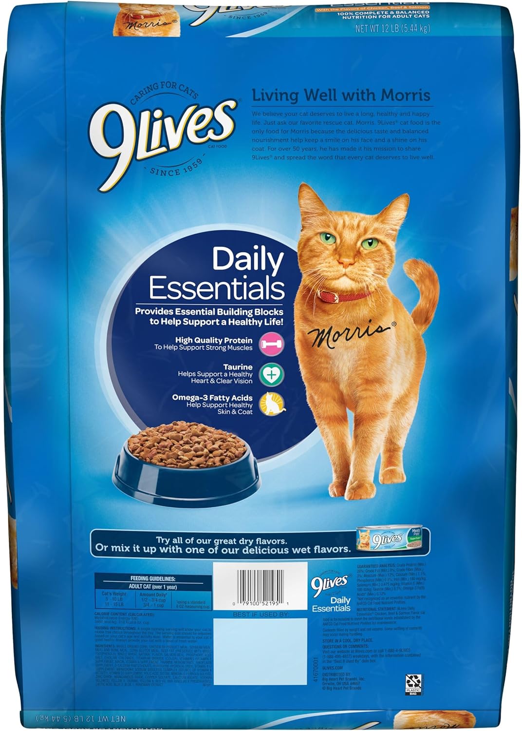 12 lb Dry Cat Food with Chicken, Beef & Salmon Flavors D8968