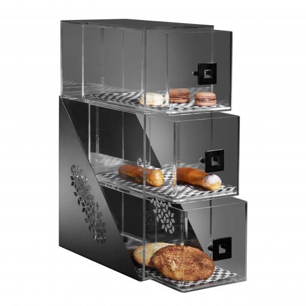 Mosaic Narrow 3 Drawers Bakery Display Case Black Matte E2662