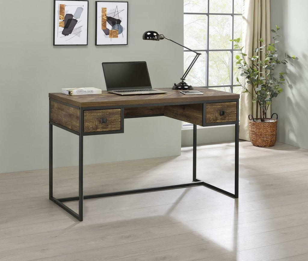 Rustic Oak Herringbone Writing Desk O71777