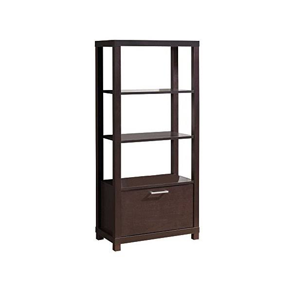 Espresso Bookcase with 3 Shelves and Door D2232