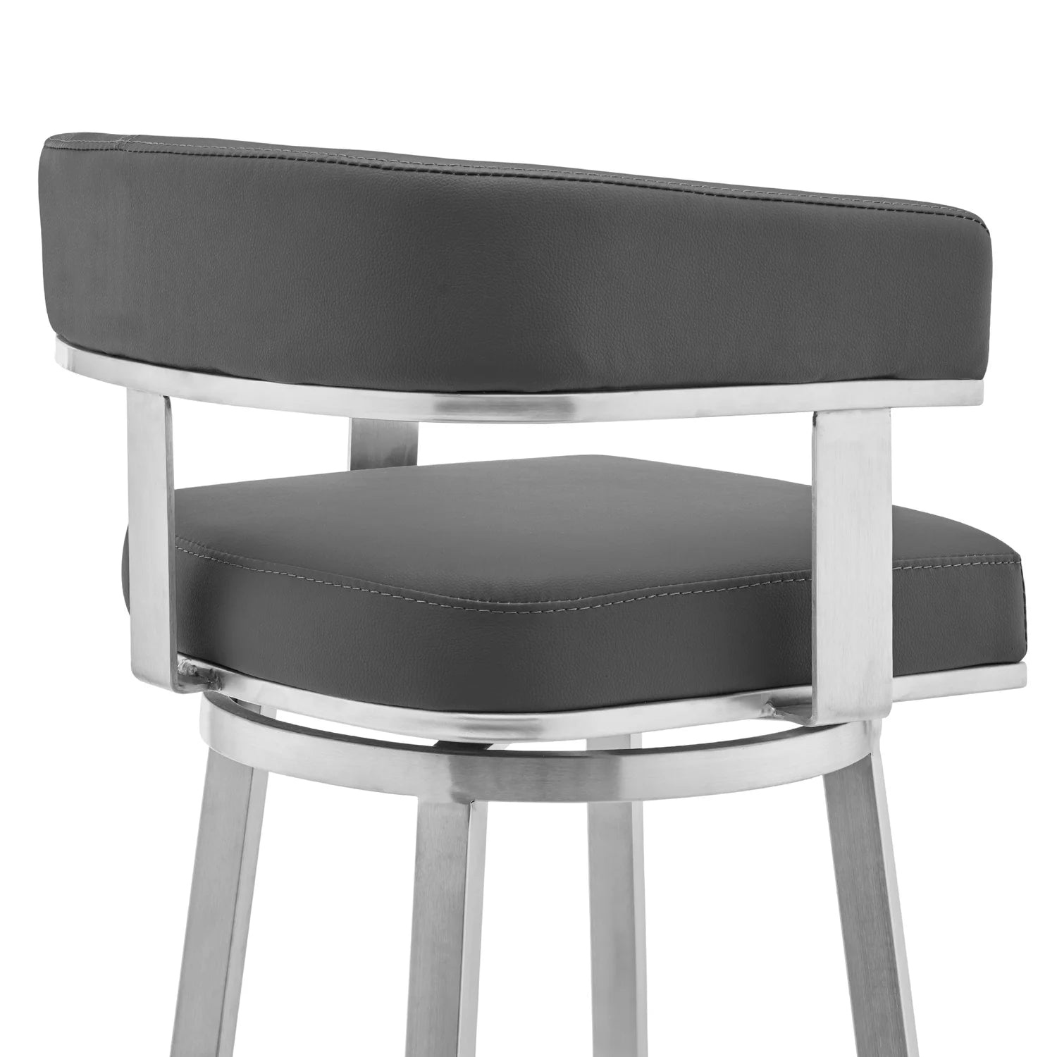 Faux Leather Swivel Counter Stool in Gray/Stainless Steel Y403