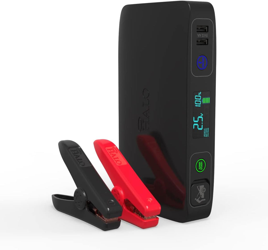 Portable Phone Laptop Charger Car Jump Starter with Outlet, LCD Display, Flood Light and Car Charger A12595