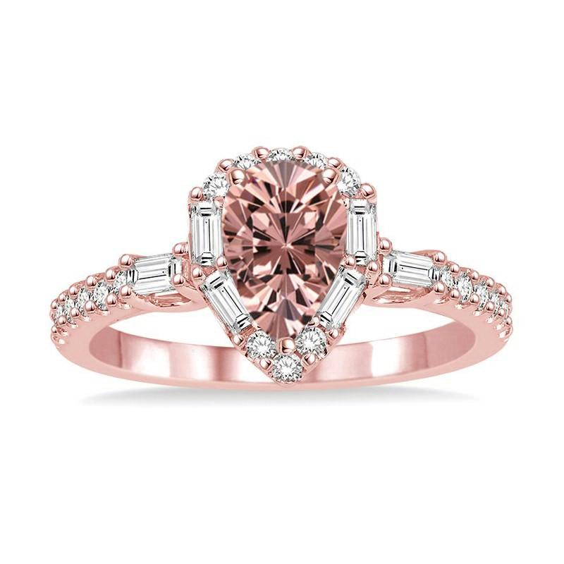 1.50 Carat Pear Morganite and Diamond Engagement Ring in 14k Rose Gold E66746