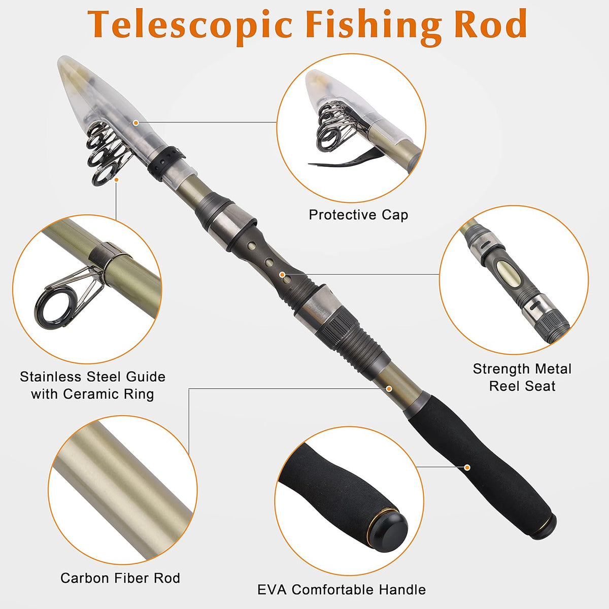 Carbon Fiber Telescopic Fishing Rod and Reel Combo Set with Carrier Bag U854669