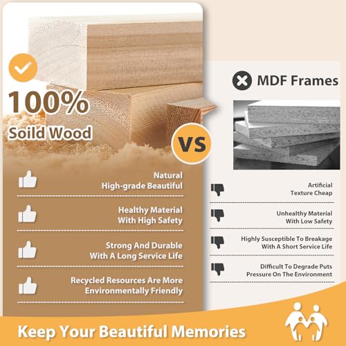 White 8x10 Picture Frames Set of 6 Solid Wood Plexiglass D630