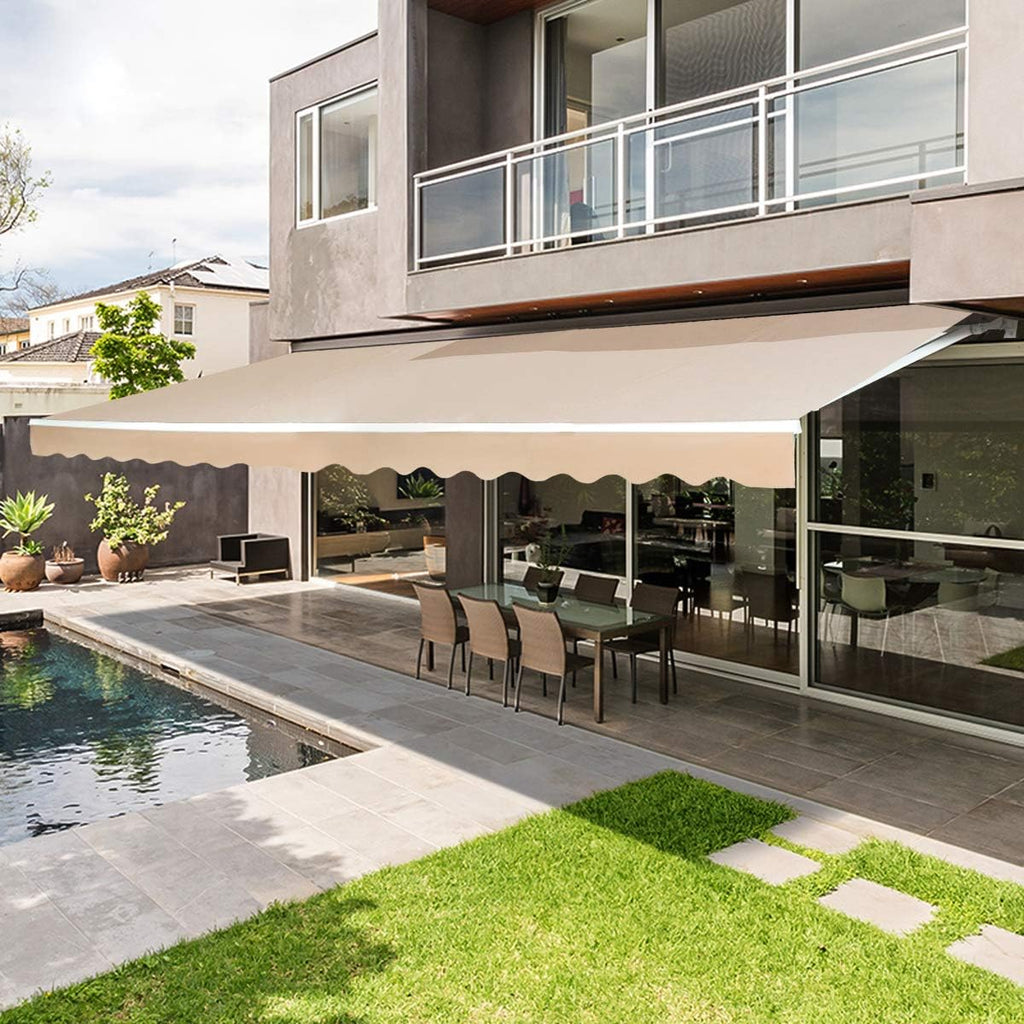 Beige Retractable Patio Awning X209667