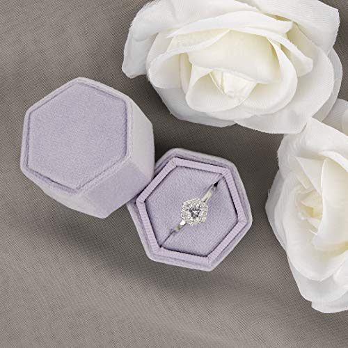 Lilac Velvet Hexagon Ring Box A967380