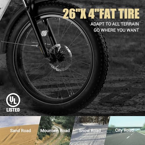 26" Fat Tire Electric Mountain Bike with 48V 13Ah Battery 7-Speed Front Suspension N47832