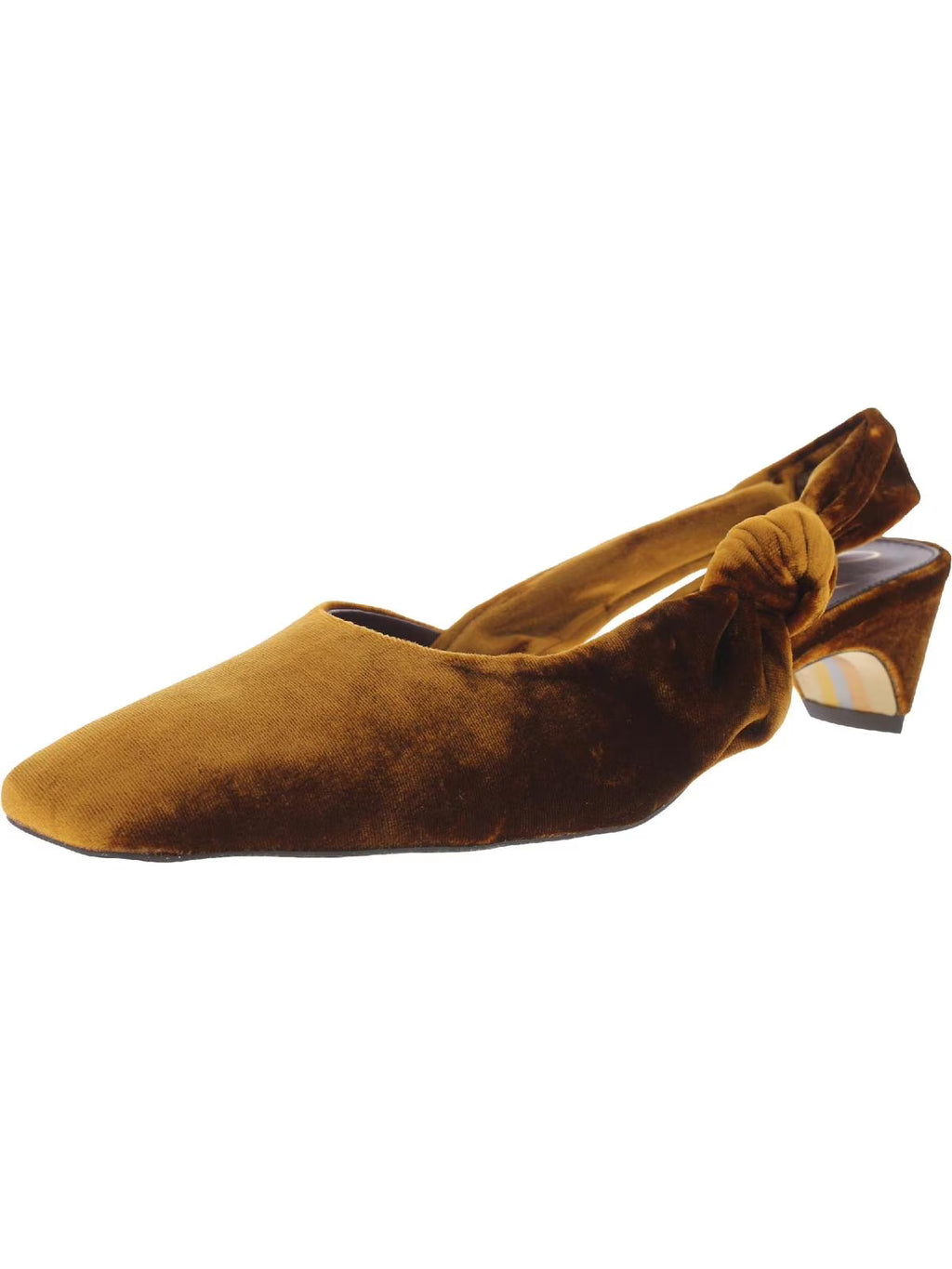 Velvet Square Toe Slingback Heels L469