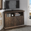 Rustic Oak Corner TV Stand with Storage Cabinets G7418