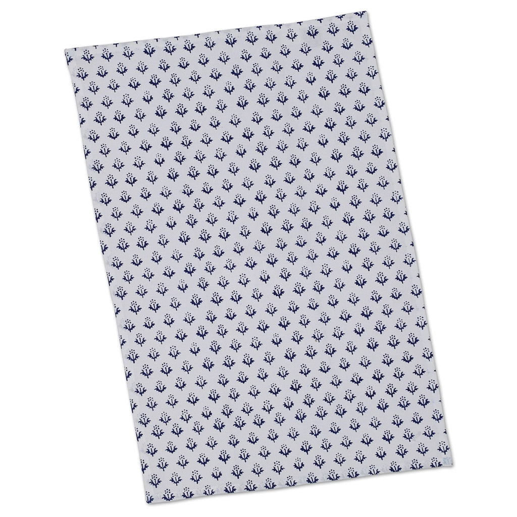 Blue and White Floral Print Rectangular Dishtowels Set of 3 D26294