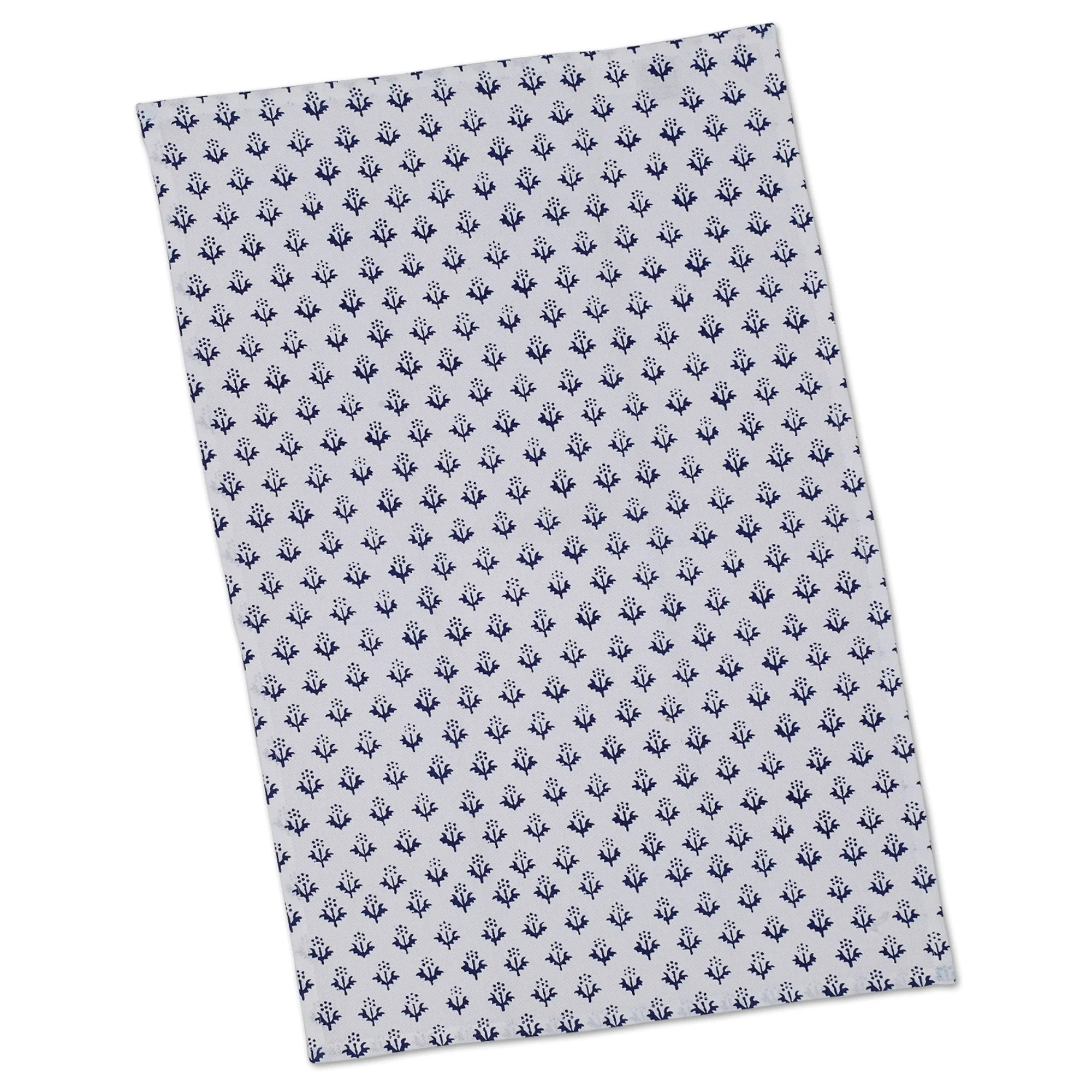 Blue and White Floral Print Rectangular Dishtowels Set of 3 D26294